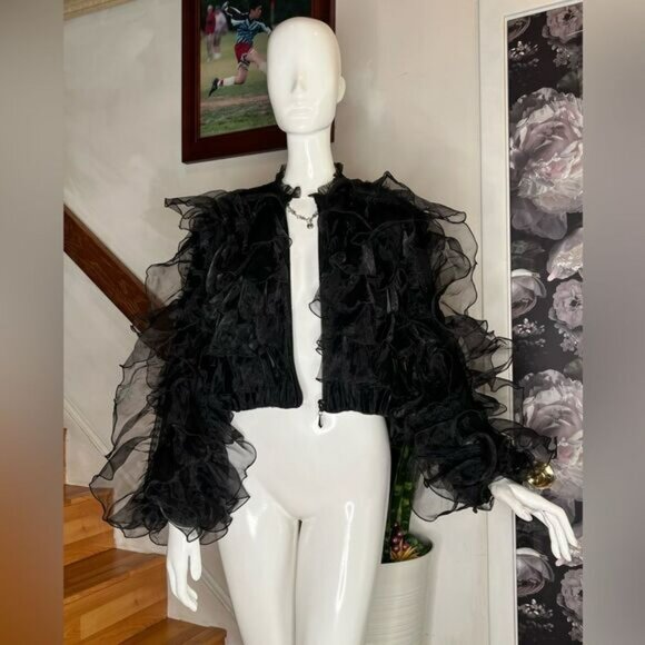 ANTHROPOLOGIEEva Franco Ruffled Organza Bomber Jacket - Picture 5 of 7